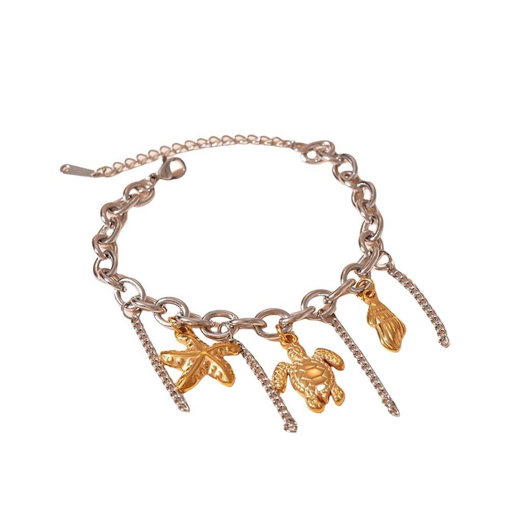Beach Sea Series Starfish Steel Bracelet Ocean Animal/Flower Starfish Hand Chain  Girls Couple