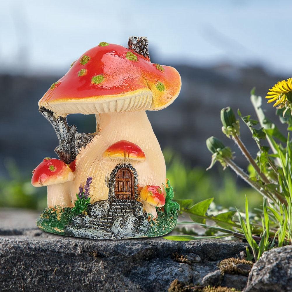 Cute Unique Artificial Mushroom Decor Resin Craft Statue Bonsai Landscape Decoration Ornament