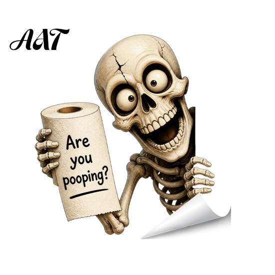 Creepy Halloween Toilet Decorations Sticker, Ghost And Skeleton Print Decals, Waterproof PVC Easy Lid Covers Peel Stick Spooky Stickers, for Bathroom
