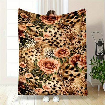 Safari Leopard Print Blanket  Reversible Flannel for Wildly Soft Comfort Jungle Decor  Roaring Gift Style