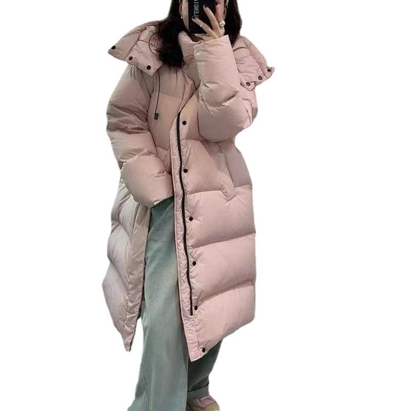 Down jacket women's medium and long 2024 new winter thickened warm Korean version loose hooded women's jacket