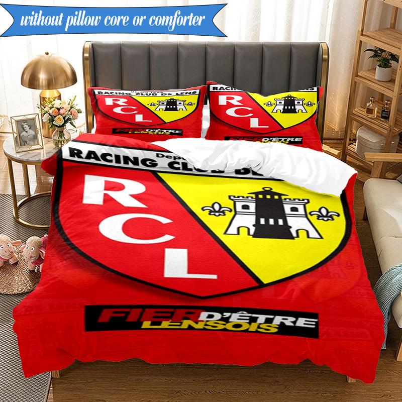 Racing Club De Lens Crest 3pcs Bedding,Including 1pc Duvet Cover And 2pcs Pillowcases Perfect for Christmas,Ideal for Bedroom, Dormitory