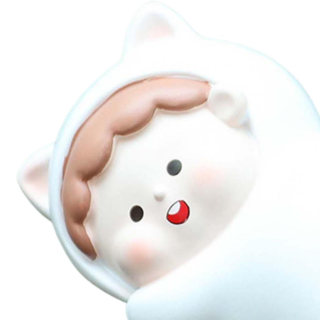Funny Car Interior Ornament Doll Cartoon Toy for Holiday Windowsill White
