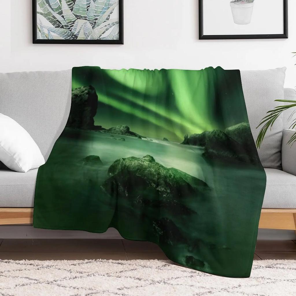 Aurora Northern Lights Reflection Throw Blanket Stylish Decor Blanket Gift for Friends Roommate