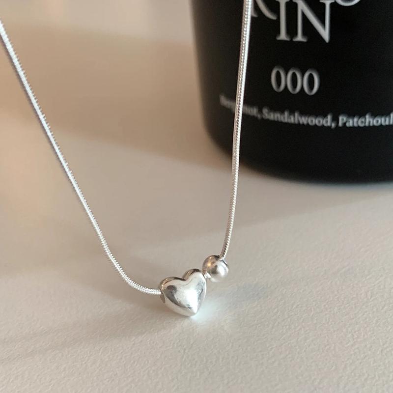 New 925 Sterling Silver Heart Necklace Personality Charm Love Pendant Choker Birthday Gift for Friends Exquisite Jewelry