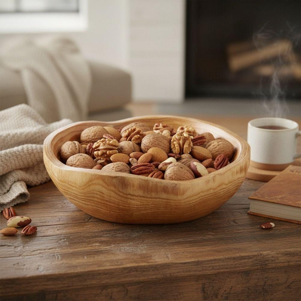 Natural Material Fruit Tray Polished Serving Bowl Creative Food Mixing Bowl  Vegetable