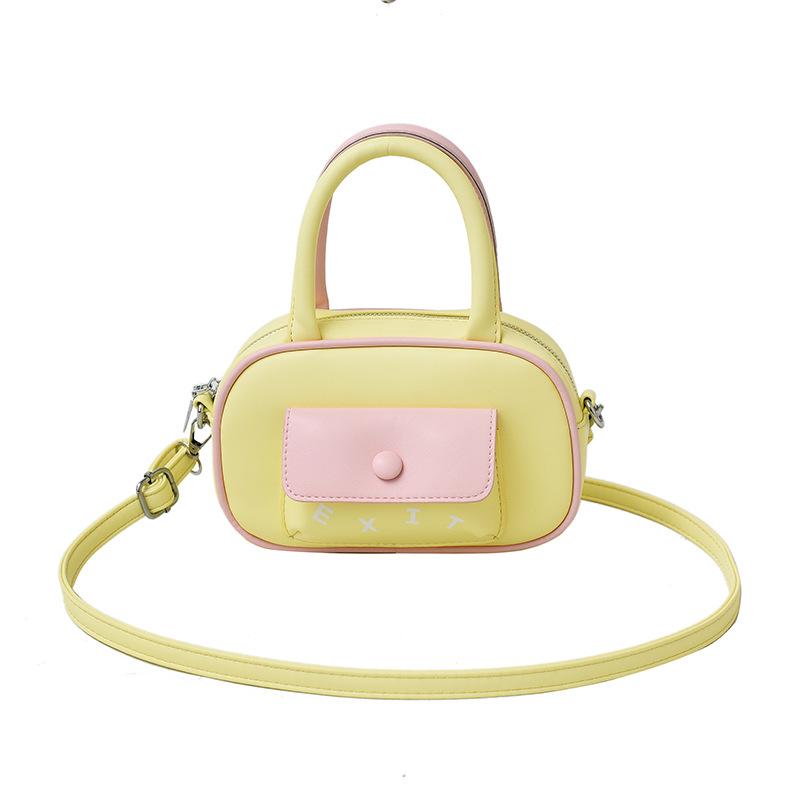 Spring and Summer Hot Sale Korean Version Contrasting Color Dopamine Portable Boston Bag Women's Casual Versatile Foreign Style Commuter Style Messeng