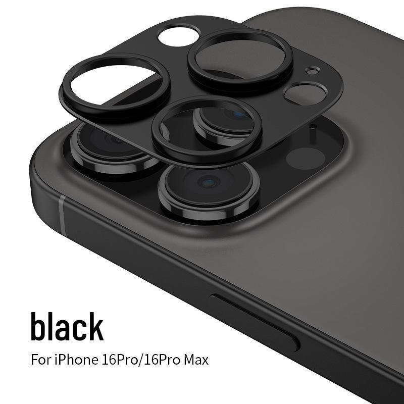 Compatible Apple iPhone 16 Pro Max Frosted Aluminum Lens Film Armor with Hollowed-Out Metal Sticker