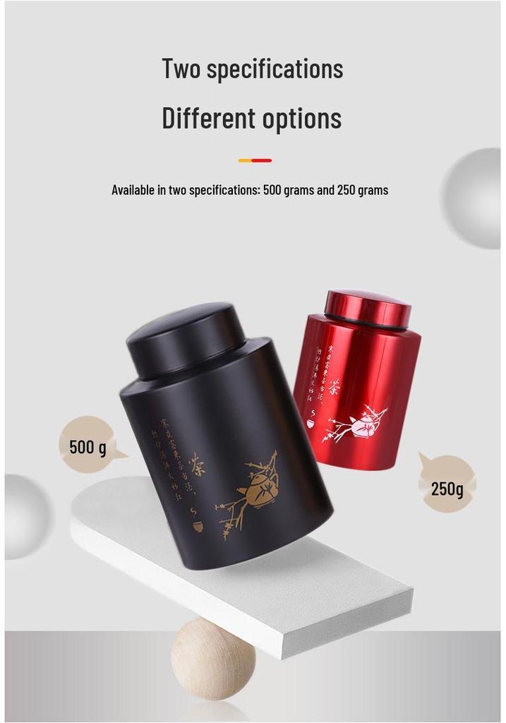 Engraved Stainless Steel Tea Storage Jar for Black, Green, and Flower Tea - Sealed Gift Packaging