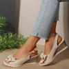 Fashion Fashion Women's Shoes Women Bow Knot Thick Bottom Sandals Back Strap Wedge Open Toe Sandal Female New Office Anti-Slip Sandalias