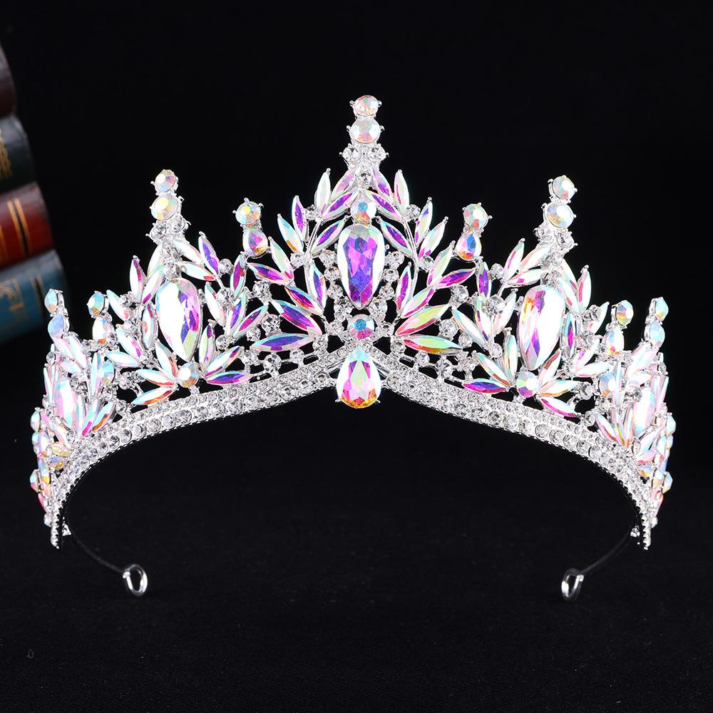 DIEZI Corona Tiara Barocca Vintage con Cristalli AB per Donne Ragazze Matrimonio Festa Elegante Lusso Corona di Strass Acconciatura Gioielli