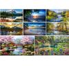 2pcs Landscape 5D DIY Full Drill Round Diamond Painting Kit for Home Wall Decor
