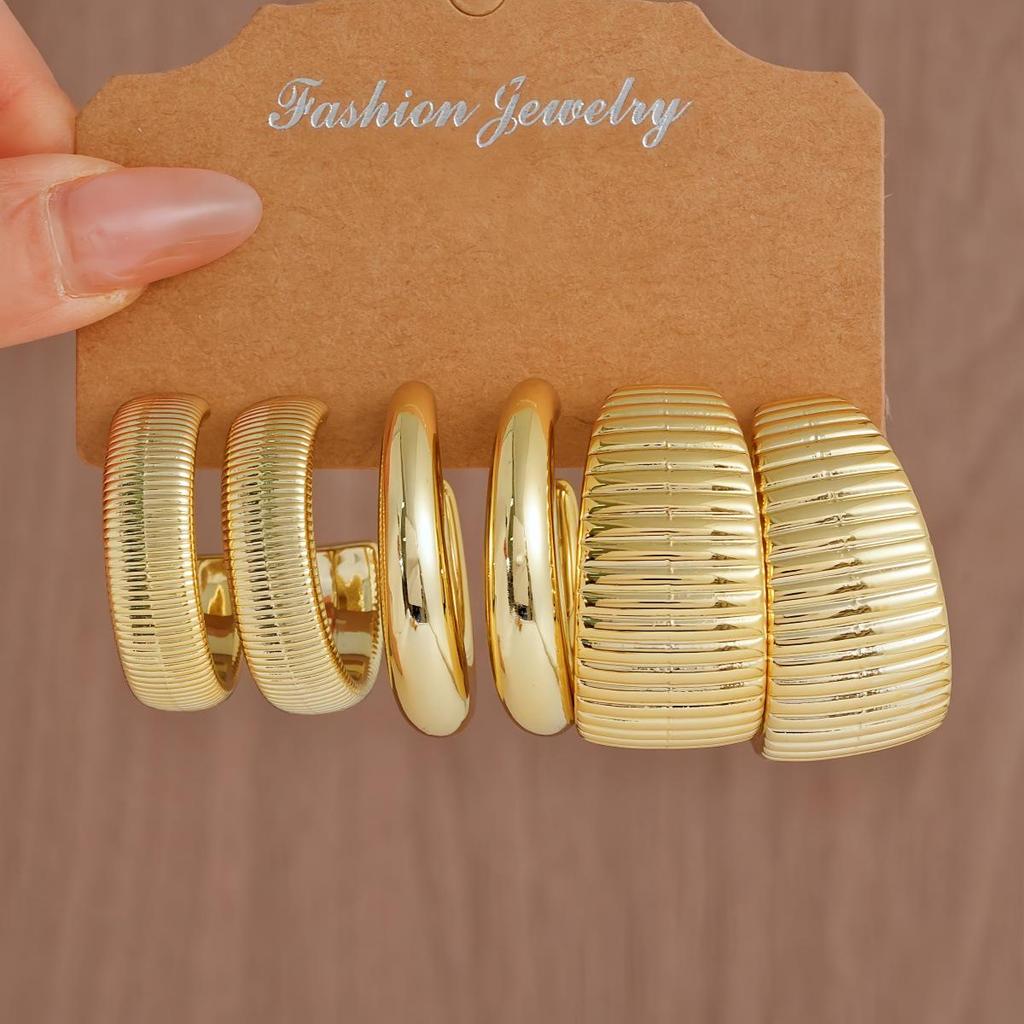 Women's Geometric Gold Teardrop and Twist Earring Set (3-9 Pairs)
