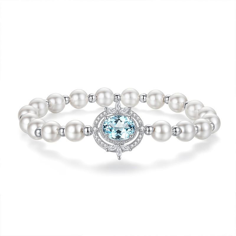 Sterling Geometric Bracelet With Natural Crystal Gemstones Women Fashion OL Jewelry 925 Sterling Silver