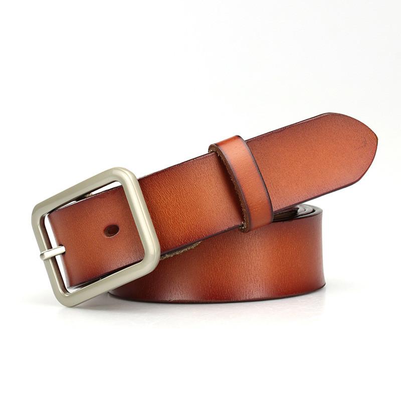 Unisex Genuine Leather Waist Belt With Metal Pin Buckle For Business Or Casual Outfits
