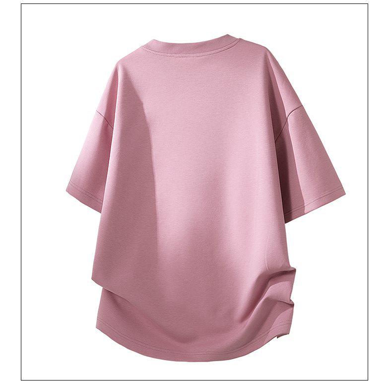 Unisex Loose Fit Round Neck T-Shirt with Sequins and Rivets