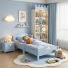 Lit Enfant 70 x 140 cm, Barrière de Sécurité, Motif Nuage, Bleu