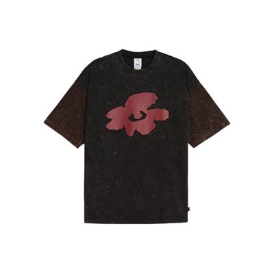 Puma X P.A.M. T-shirt a Contrasto con Stampa Floreale Unisex Top Nero 624071-01