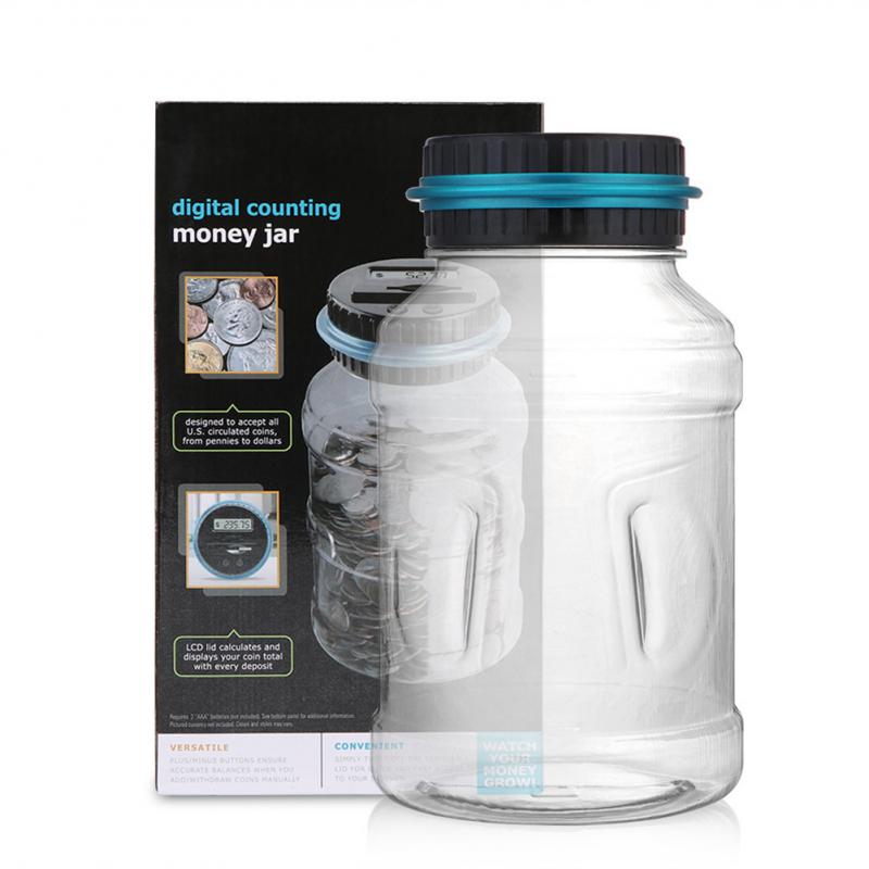 

Электронная счетная копилка-копилка Прочный магазин записей Копилка USD Евро Фунт стерлингов Канада Австралия Прозрачное ведро