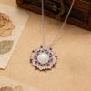 Gold-Plated Korean Style Luxury Freshwater Pearl Necklace with Zirconia Stamen Pendant