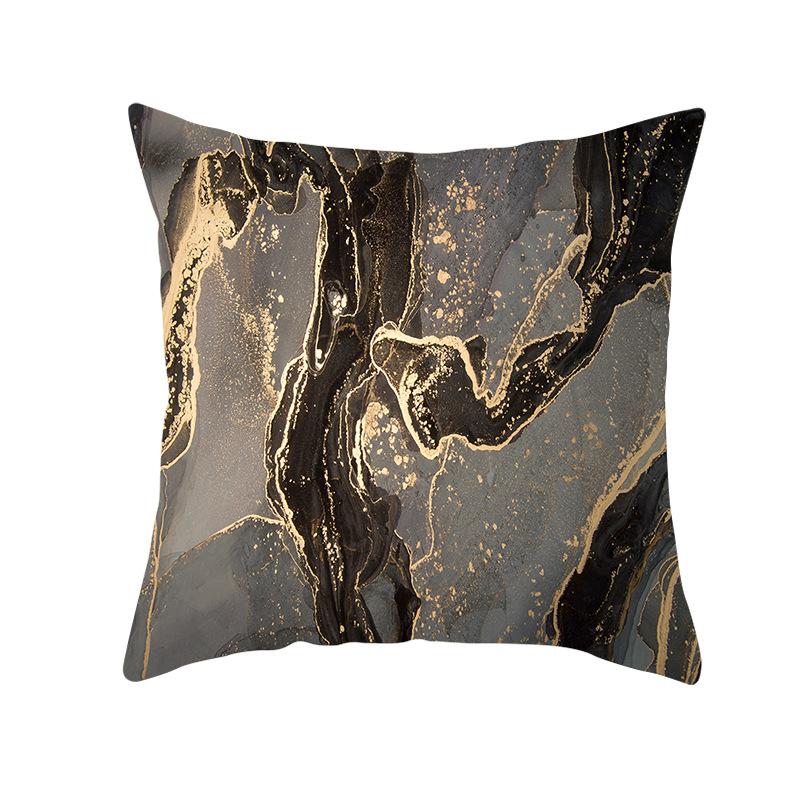 Nordic Marble Pattern Gold Edge Printed Peach Skin Pillow Cover Watercolor Ink Pattern Home Bedroom Pillow Cushion Cover