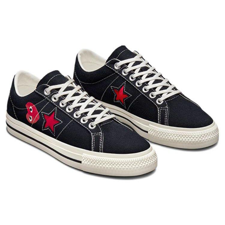 Comme des Garçons Play x Converse One Star Черно-белые унисекс кроссовки Красные A01791C — фото 3