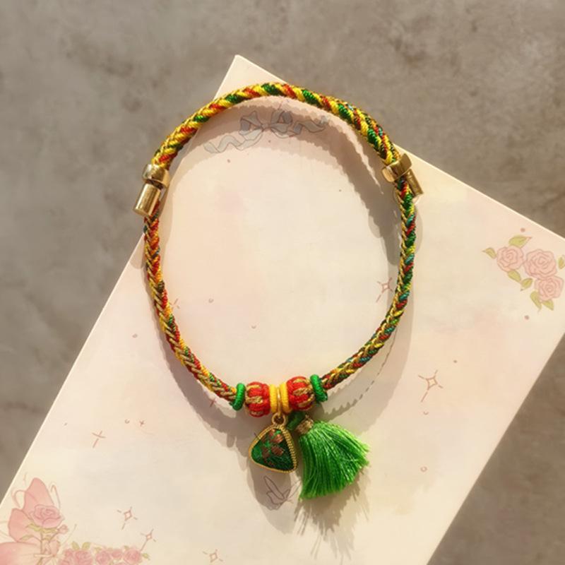 Dragon Boat Festival Zongzi Bracelet: Handmade Five-Color Woven Rope for Men, Women, and Children.