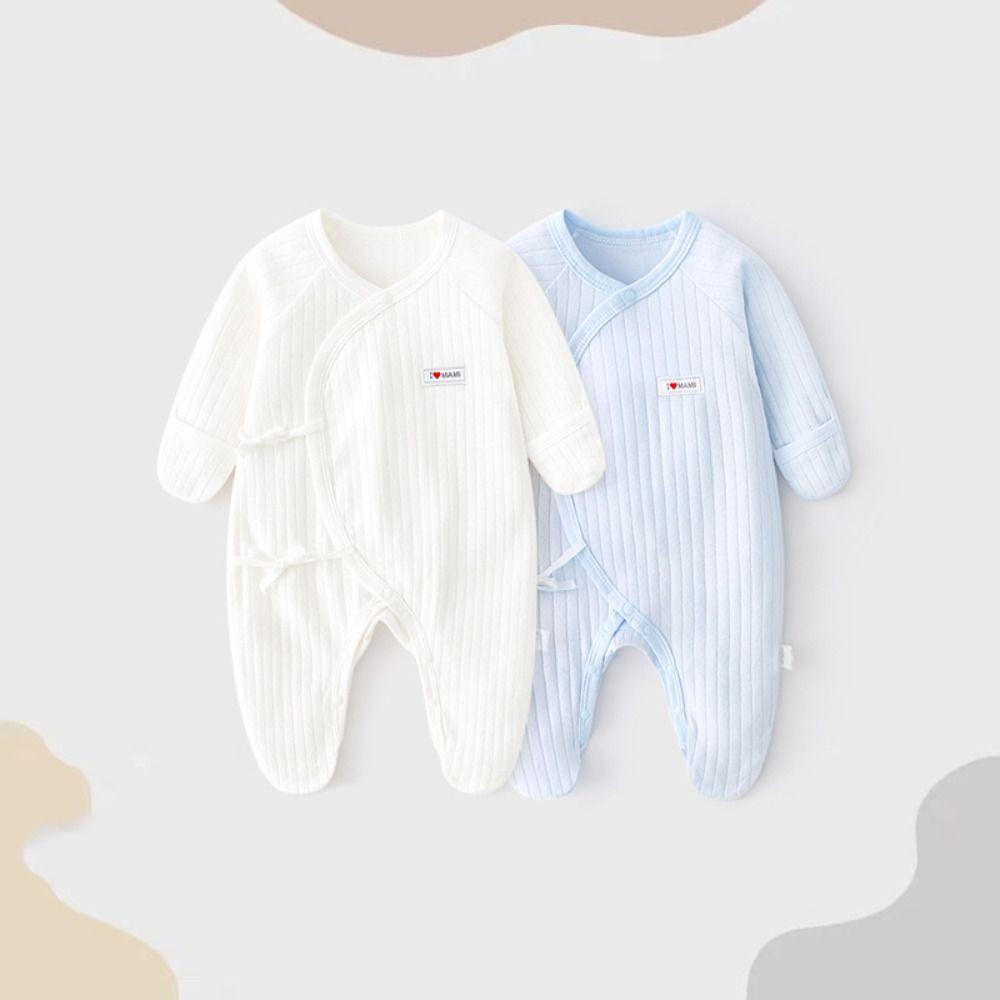 Casual Outfit Lace Up Baby Romper Long Pants Climb Baby Bodysuit Foot-Cover Frogsuit  Boy Girl