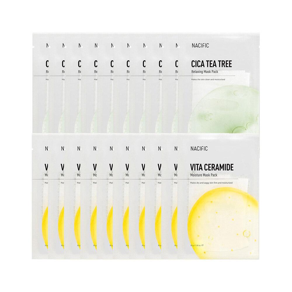 NACIFIC Mask Pack Cica Tea Tree Relaxing X10 + Vita Ceramide Moisture X10