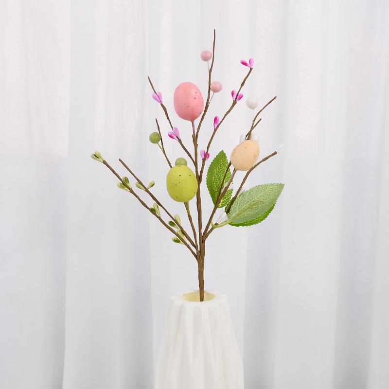 1/5pcs Easter Eggs Tree Branch Colorful Painting Foam Egg Artificial Flowers 2025 Spring Easter Home Vase Decoration Fake Plant