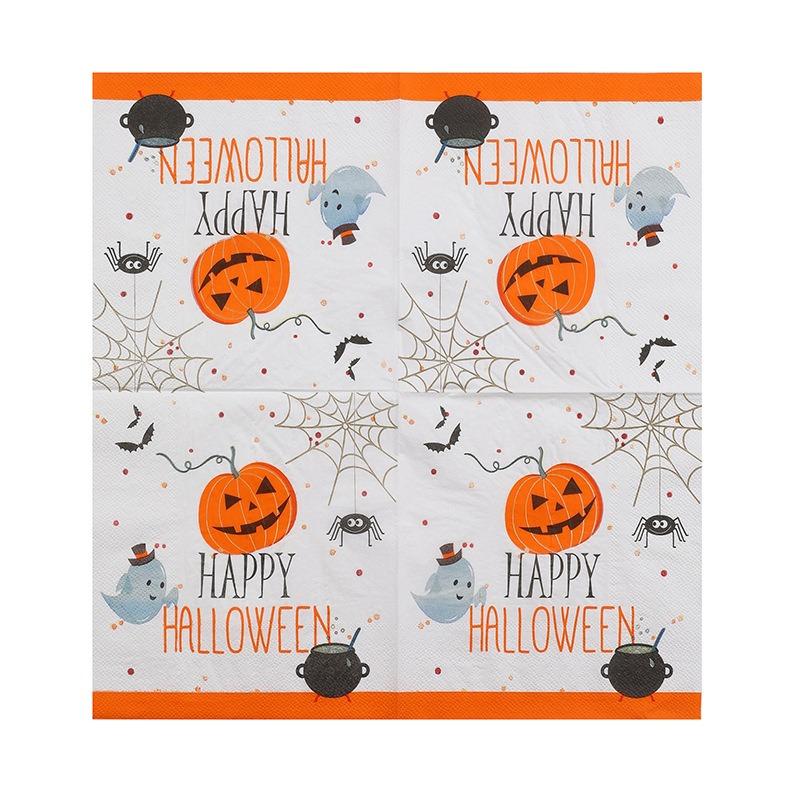 20Pcs/Pack 33x33cm Halloween Pumpkin Printed Disposable Napkin Paper Table Dinner Tissues Party Decoration