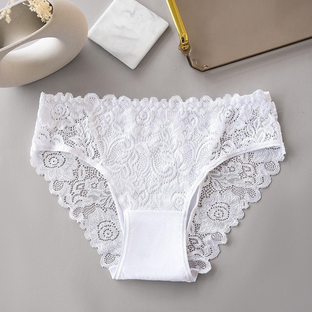 Low-waist Mesh Lace Briefs Hollow-out Women's Underwear Creative Lace Seamless Panties Female