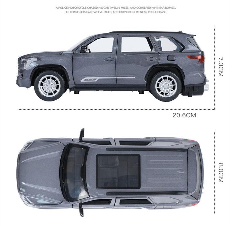 1/24 Toyota Sequoia SUV Simulation Alloy Car Model Diecast Metal Off-Road Vehicles Car Model Sound and Light Boys Toy for Children Gift