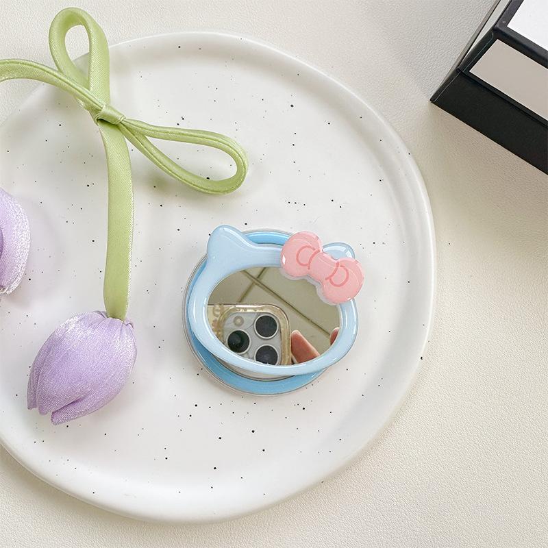 Bow Cat Mirror Mobile Phone Airbag Bracket Wind Makeup Mirror Paste Magnetic Magsafe Creative