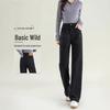 Women's 2025 High-Waisted Black Loose Straight-Leg Jeans: Slimming, Versatile, Wide-Leg Pants for Spring & Autumn
