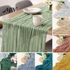 Soft Gauze Table Runner for Parties Cheesecloth Runner, Rustic Boho 35 X 118 Inches Decorative Dinners Solid Color Wrinkled Wedding Party Bridal