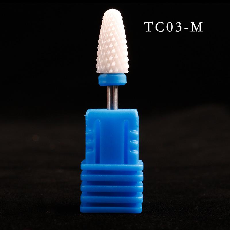 Nail Art Ceramic Grinding Head, Single Corn Bullet Cylindrical Rocket-Shaped Nail Electric Grinding Machine Accessories Grinding Head