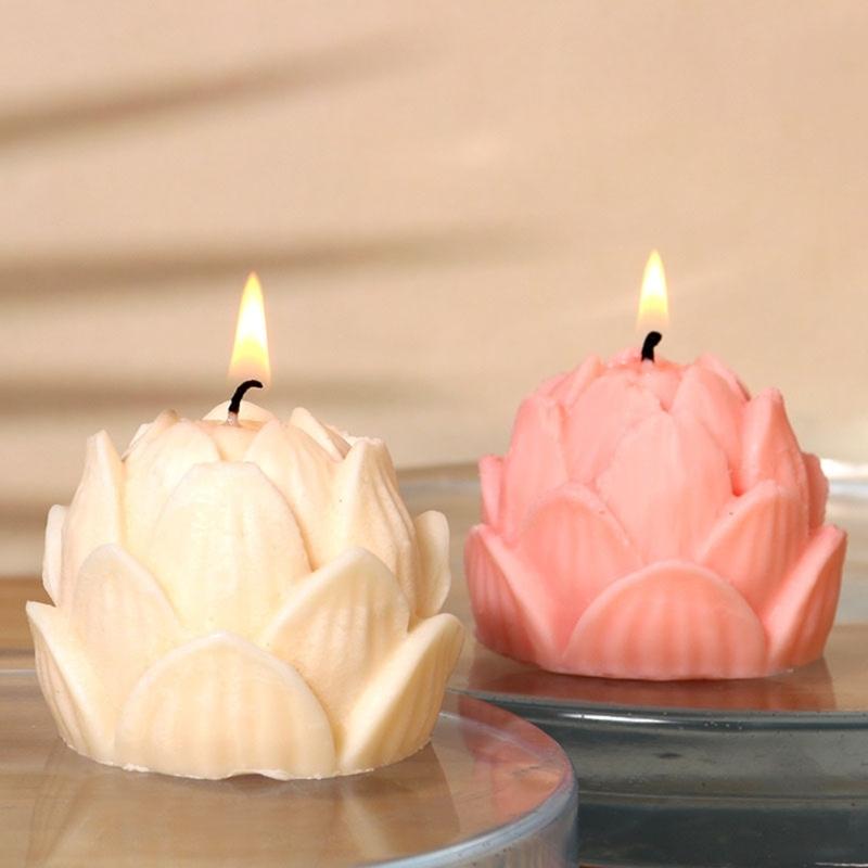 Aromatherapy Candle Silicone Mold 3D Lotus Flower Shape Soap Mould DIY Handmade Soap Model Plaster Mold Decoration