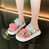 Fashion New Platform Slippers Summer Luxury Increase Flat Shoes Woman Fashion Graffiti Beach Sandals Metal Buckle Slippers Slides Women