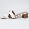Hermes H071002Z OASIS Calfskin H Motif Heeled Sandals/ Shoes 37 whiteUsed