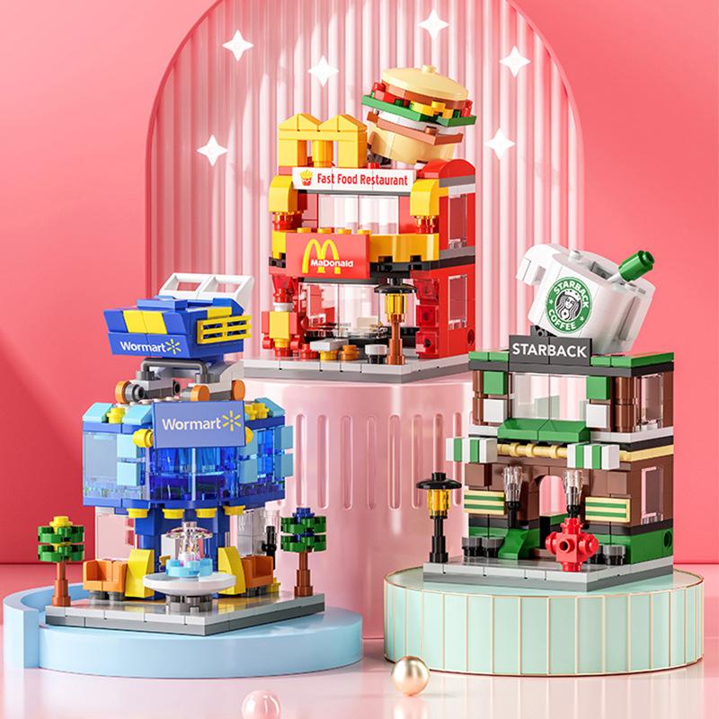 

Архитектура Street View Совместимая с LEGO Мелкие частицы Собранные строительные блоки Модель Spelled Girl Series Мини Десерт Домашние игрушки