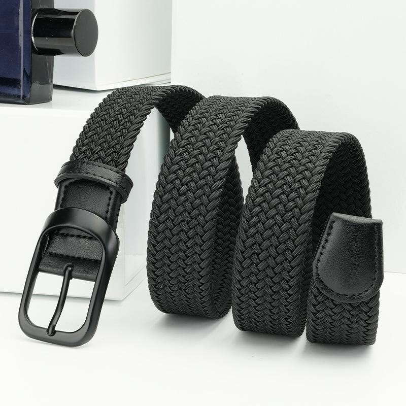 Men'S Belt Casual Nylon Belt Simple Outdoor Elastic Woven Belt Pin Buckle Belt Men'S