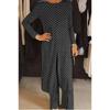 New Trendy Round-neck Long-sleeved Split Polka Dot Long Pants Casual Suit for Women
