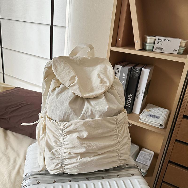 Backpack Practical Large-capacity Drawstring Design Niche Casual Lightweight Men and Women Can Carry Washed Fabric Backpack