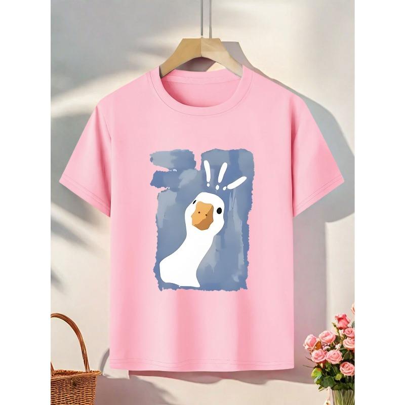 Европейский размер Милая футболка с рисунком кролика - Мягкая и удобная с очаровательным дизайном кролика, 98cm розовый