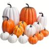Künstliches Kürbis-Set für Halloween-Dekorationen - 7-teiliges rustikales Herbst-Thanksgiving-Mittelstück und Küche