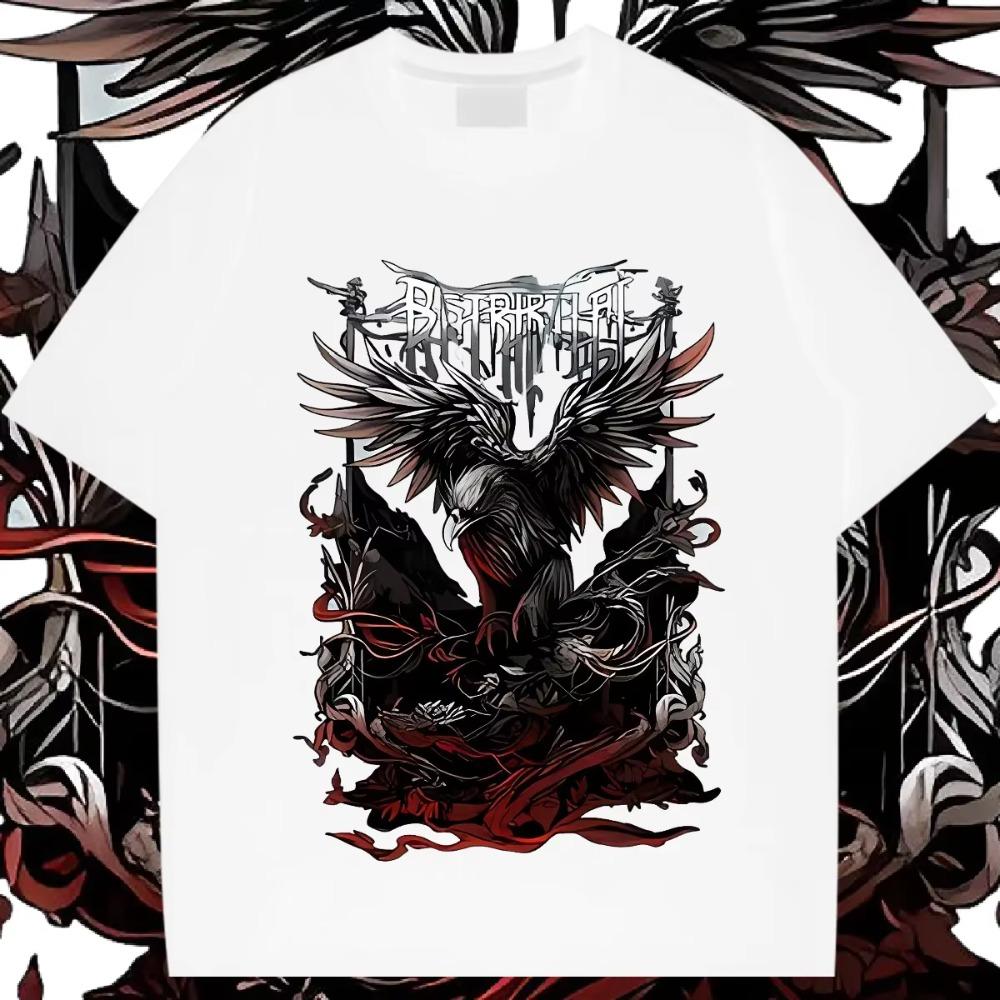 Black Wings Raven T Shirt Oversized Milk Fiber Tees Retro Men Tops High Quality Loose Tshirt Fashion Street Tops