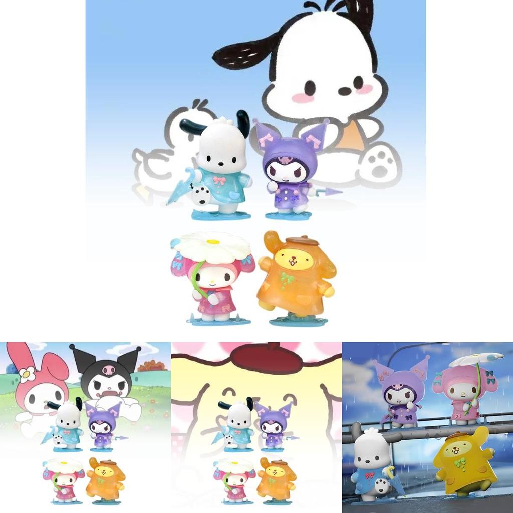 Adorable Sanrio Rainy Day Series Blind Box Figurine Featuring Kuromi And Pochacco Gifts