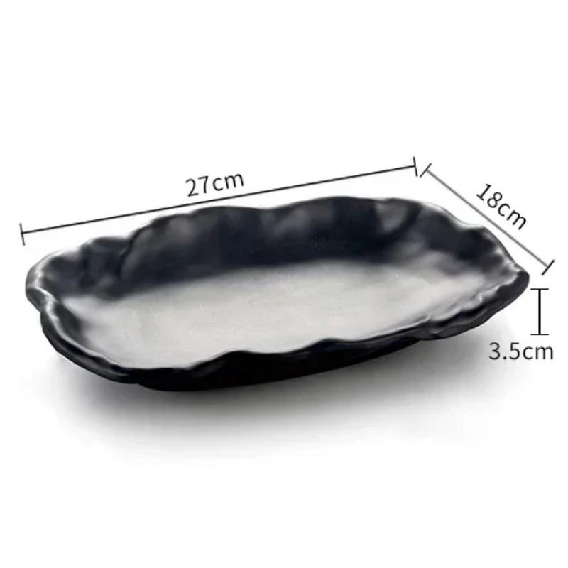 Western Steak Salad Dessert Plate Personality Creative Resistance To Fall Snack Food Grade Plastic Black Frosted Tableware