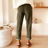 Women's Fashionable Solid Color Elastic Waist Pocket Drawstring Straight Leg Casual Pants